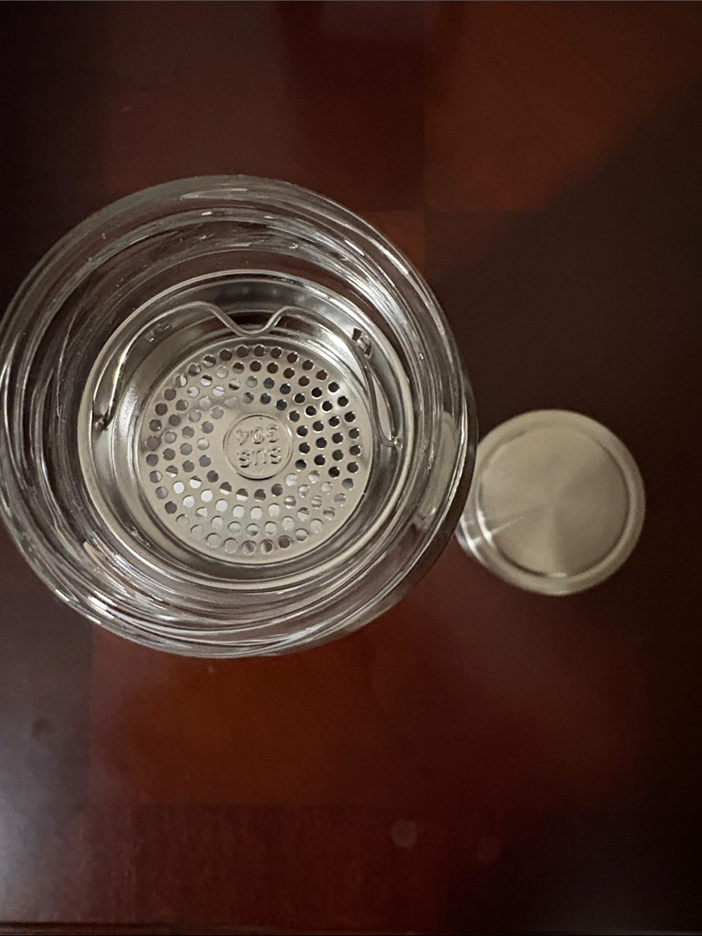 NIB Double-Wall Glass Infuser Tea Bottle with Stainless Lid - Clear - Picture 3 of 4